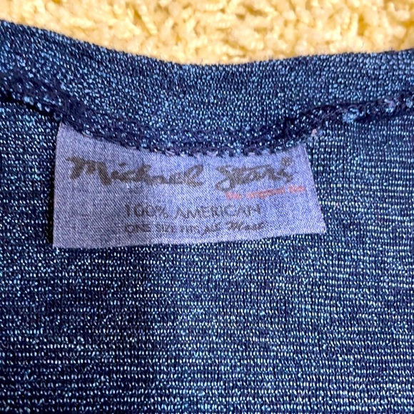 Michael Stars for Anthropologie Blue Metallic Pleated Top Long Sleeve Tee Sz OS - Picture 9 of 11